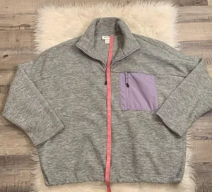 Monki Foo funnel neck fleece quarter zip relaxed loose fit pullover M thumbnail 11