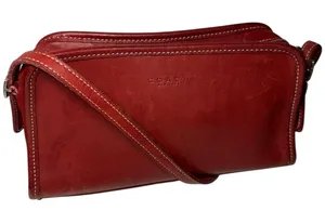 Coach Vintage 9138 Red Glove Tan Leather Mimosa Zip Shoulder Crossbody Bag thumbnail 1