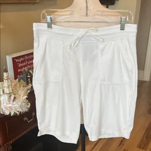 White Stag Women's White Drawstring Knit Bermuda Shorts thumbnail 2