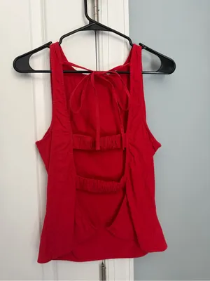 Free People Kaylor Backless Red Linen Top thumbnail 4