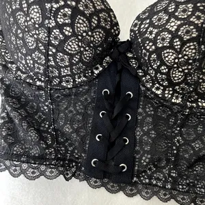 Victoria's Secret Black Lace Bustier Corset Demi Bra Top thumbnail 6