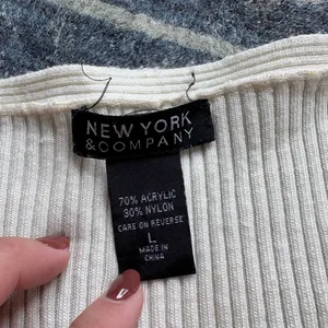 New York & Company Cream Knit Ribbed Tank Top thumbnail 3