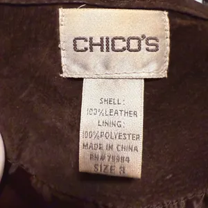 Chico's Brown Leather Quilted Button Front Jacket Coat Size‎ 16 (3) Women's thumbnail 5