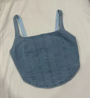 Aaron and Amber Denim Corset-Like Top thumbnail 1