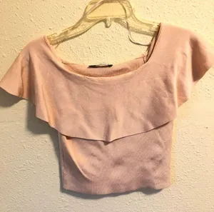 ZARA Knit Crop Top In Pink Blush S thumbnail 2