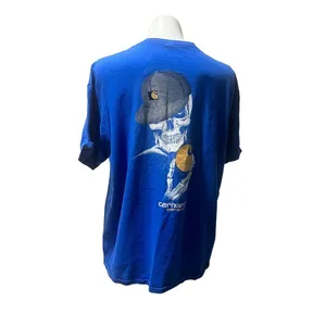 Carhartt Unisex XL Blue Crew Neck T-Shirt Spellout Logo Skull Graphic thumbnail 6