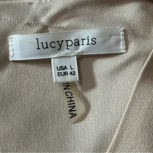 Lucy Paris Women’s Size L Cream Tan Orange Lace Hem Tank Sleeveless Sheath Dress thumbnail 5