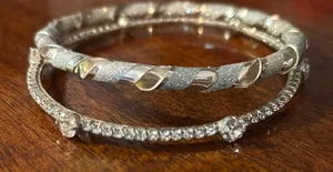 Silver Dainty Crystal and Braided Bracelets thumbnail 1