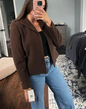 Harvé Bernard Vintage Wool Brown Blazer thumbnail 8