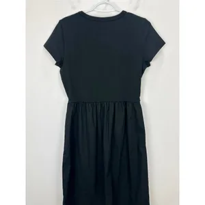 J.Crew Short Sleeve Knit Mixy Dress Black Stretch Cotton A Line Minimalist S NWT thumbnail 9