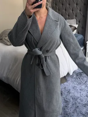 Nordstrom Gray Long Belted Wrap Robe Coat thumbnail 1