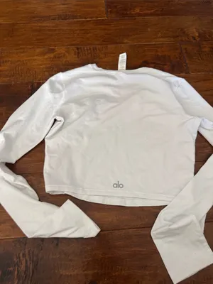 ALO Yoga White Cropped Crewneck Top thumbnail 3