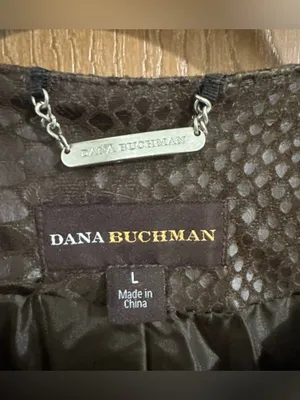 Dana Buchman Womens Blazer Jacket Brown Snake Print Snap Front Pockets Coat Lrg thumbnail 4
