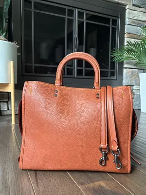 Coach 1941 Rogue 31 Leather Satchel Purse, 38124, Tan / Brown / Gunmetal thumbnail 9
