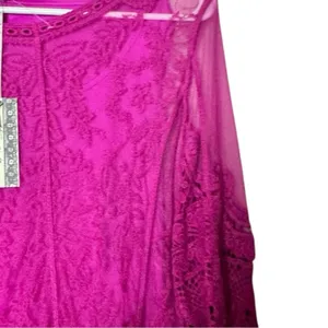 Ultra Pink Women's Lace Flowy Sleeve Lined Blouse Sz S NWT thumbnail 4