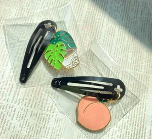 Handmade peach & plant dangle hair clips set of 2!🍑 thumbnail 4