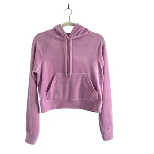 Juicy Couture OG Big Bling Crystal Logo Hoodie Jacket Pink Sz Small thumbnail 6