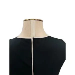 'S Max Mara Black Contrast Trim Shift Dress Sleeveless Italy Size US 6‎ thumbnail 9