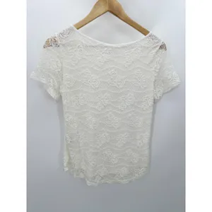 Leo Nicole Women XS‎ NWT Off White Floral Lace Short Sleeve Top 34264C thumbnail 2