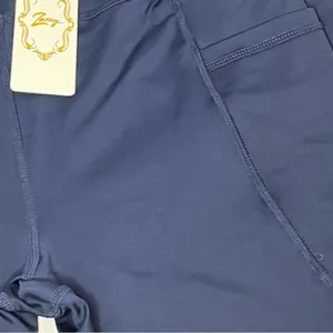 Zexxxy Navy High Waist Stretch Yoga Pants Wide Leg with Deep Pockets Size M New! thumbnail 4