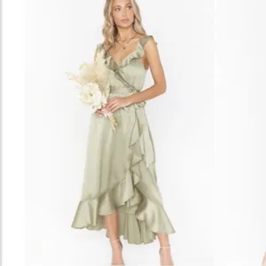 Show Me Your Mumu SMYM Samantha Ruffle Wrap Dress in Moss green NEW SMALL thumbnail 6
