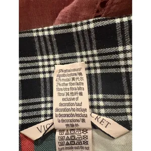 Victorias Secret Red Plaid Flannel Romper LOVE Rhinestone Sleepwear Small Lounge thumbnail 6