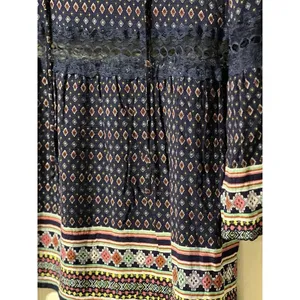 Entro Babydoll Mini Dress Size Medium Bell Sleeves‎ Lace Colorful Preppy Boho thumbnail 13