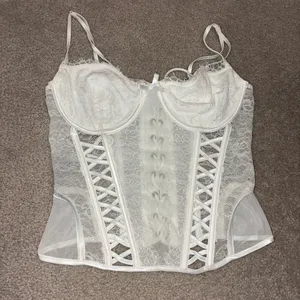 White Lace Corset Top Fits Womens Medium/Large thumbnail 1
