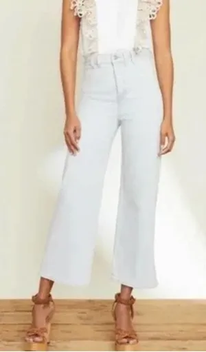 Veronica Beard Grant Braided Waist Extra High Rise Wide Leg Jeans Aspen Blue 10 thumbnail 1
