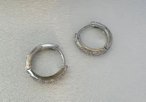 12mm CZ Small Silver Hoop Earrings for Women Men thumbnail 1