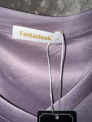 Fantaslook Women's V-Neck Long Sleeve Pullover Top Purple Size L thumbnail 3