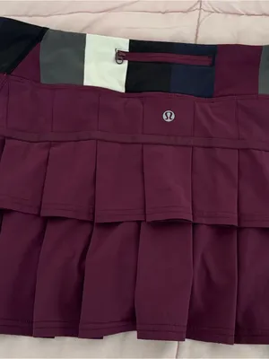 lululemon Run Pace Setter Skirt skort in plum pow stripe, size 8 pleated back thumbnail 15