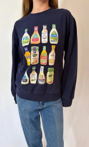 Navy Blue Ranch Bottle Funny Crewneck Oversized Sweatshirt thumbnail 1