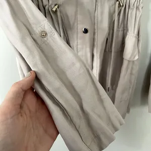 Zara Basic tan cream‎ jacket button down pockets elastic sides trendy classic Size XS thumbnail 4