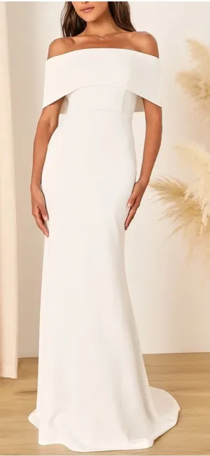 Lulu's Off-Shoulder Exceptional Romance Mermaid Maxi Dress XL White NWT thumbnail 1