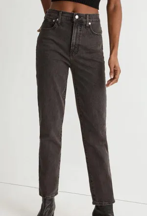 Madewell Size 25 Black Perfect Vintage Jeans Straight Tapered 90s Mom Jeans thumbnail 1