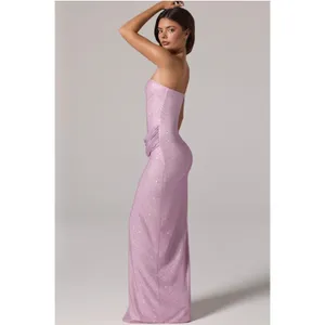 Oh Polly La Rochette Embellished Bandeau Cowl-Waist Maxi Dress Lavender Size 4 thumbnail 4
