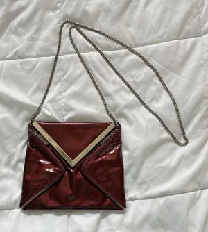 KOOBA Envelope Style Patent Leather Clutch Crossbody Shoulder‎ Chain Dark Red thumbnail 1