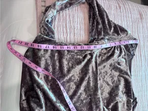 Free People Velvet Long-Sleeve Drape Neck Top - Taupe size Small thumbnail 11