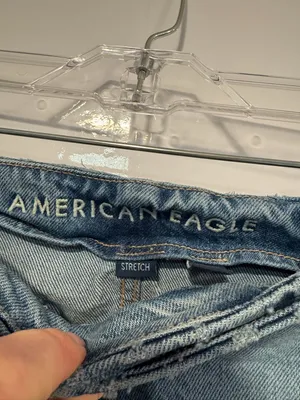 Denim Button-Front Distressed American Eagle Mini A-line‎ Skirt thumbnail 2
