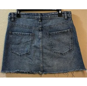 Free People We The Free Mini Skirt Women's 30 Blue Denim Raw Hem Front Zip thumbnail 5