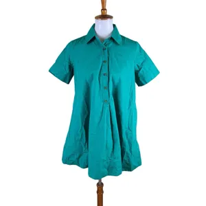Anthropologie Polly Dress Button Front Green Pleated A Line Casual XS thumbnail 2