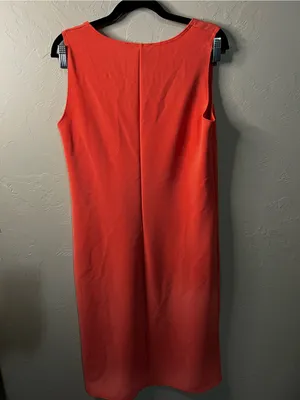 Slinky Brand Coral Orange Sleeveless Midi Dress Casual Resort Summer thumbnail 7