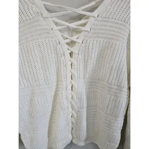 Full Circle Trends Sweater Sz Med Lace‎ Up Back Cable Knit Y2K Light Academia thumbnail 5