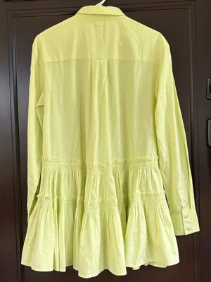 EUC Free People Billie Tiered Mini Shirt Dress Citrus Generous XS thumbnail 12