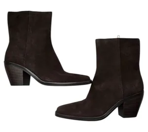 NWOB Madewell The Idris Side Zip Ankle Boot Coffee Bean Suede Leather Size 8 thumbnail 1
