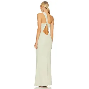 Katie May One Shoulder Keyhole Cutout Gown Sage Green Maxi Dress NWT thumbnail 3