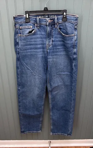 American Eagle 90s Straight Jeans Womens 6 Short Medium‎ Wash Blue High Rise thumbnail 1