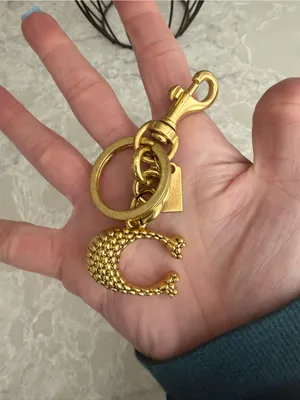 Gold-Tone Letter C Keychain Charm with Lobster Clasp plaid design thumbnail 2