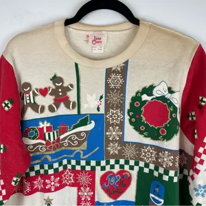 Vintage 90s Christmas Pullover Crewneck Sz Medium Graphic Retro thumbnail 3